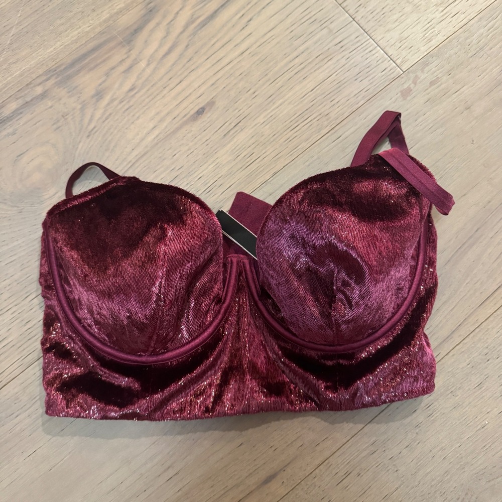 Victoria's Secret Very Sexy Balconette Bra Velvet Burgundy Wine 34D